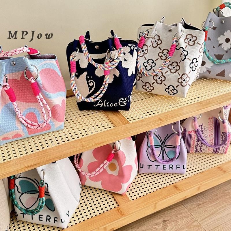 MPJow Dệt Kim Xô Túi Xách Nữ Thời Trang Đa Năng Dệt Kim Cổ Tay Túi Mua Sắm Túi Xách Dễ Thương Túi Xách Tốt