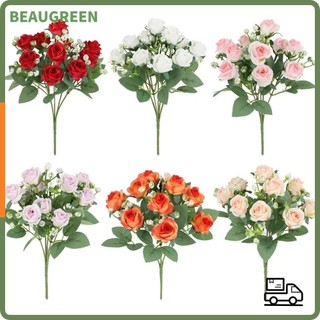 Bó hoa hồng lụa BEAUGREEN, 10 đầu Bó hoa hồng nhân tạo 30CM, Hoa mẫu đơn nhân tạo DIY thực tế Trang trí nội thất