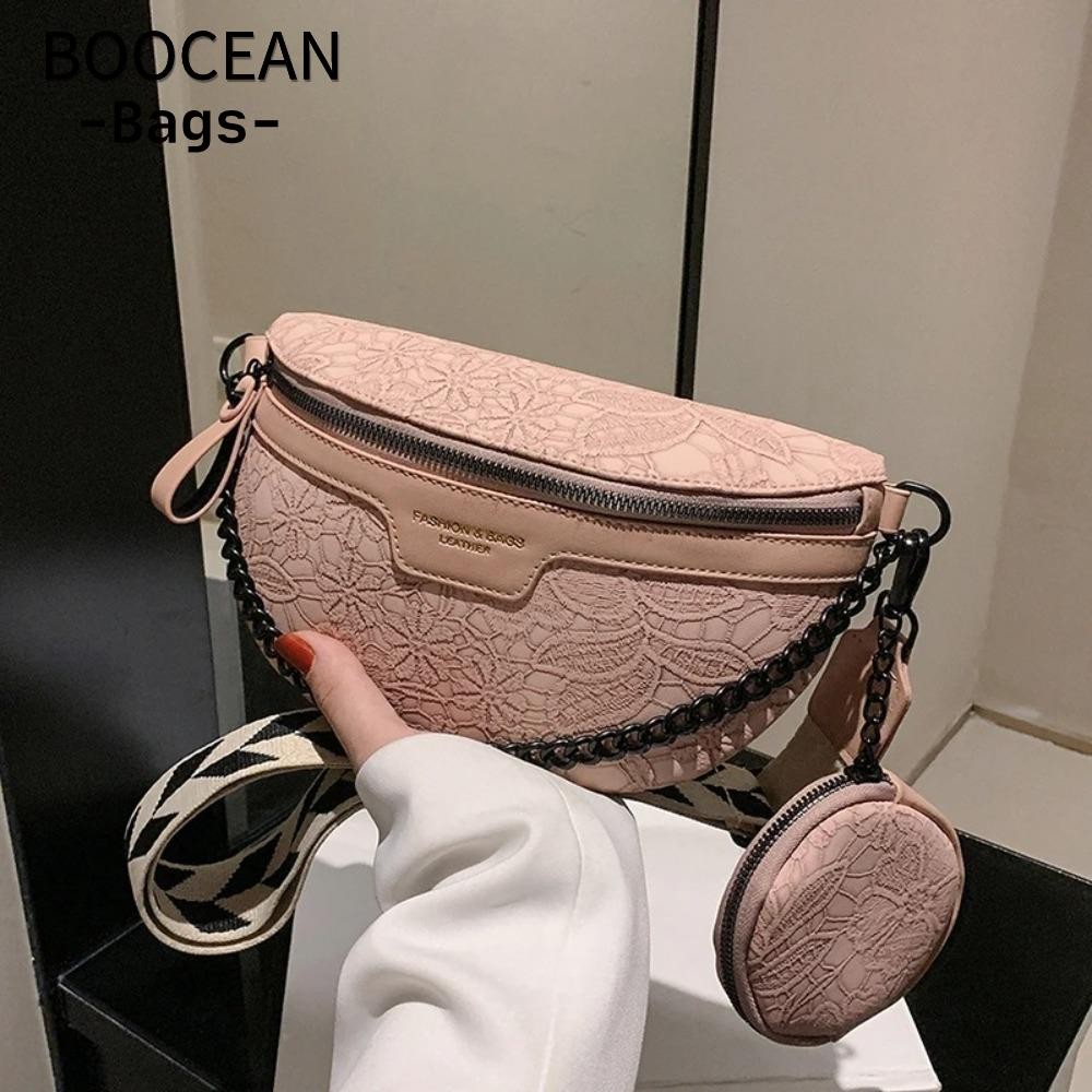 Túi đeo chéo vai BOOCEAN, Gói ngực nữ PU thêu, Túi thắt lưng cổ điển sang trọng chất lượng cao