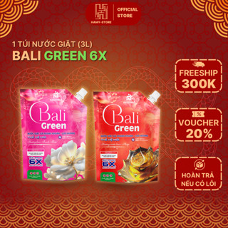 Túi Nước Giặt Xả kháng khuẩn Bali Green 6X (1 túi 3L), Hương nước hoa Pháp, Siêu Thơm, Đậm Đặc - 3000ML