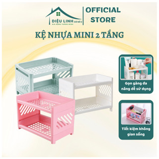 Kệ Nhựa Mini 2 Tầng Đựng Đồ Đa Năng Siêu Xinh Kệ Xếp Gọn Trang Trí Để Bàn Đồ Kệ Mỹ Phẩm