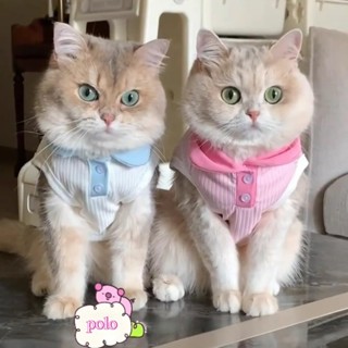 Quần Áo Cho Chó Mèo Mùa Hè Mỏng Chống Rơi Áo Vest Thoáng Khí Ve Áo Thú Cưng Tương Phản Áo Sơ Mi Polo