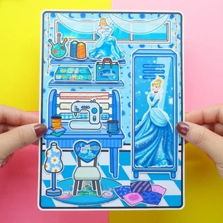 Ngôi Nhà Búp Bê Học Liệu Cinderrella Quiet Book Đồ Chơi Thủ Công Búp Bê Giấy Cho Bé Gái H23