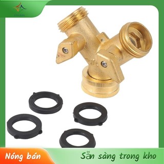 Bộ chia vòi tưới vườn 2 chiều - Bộ chia vòi Y, Bộ chia vòi vòi, Đầu nối bộ chuyển đổi ống đồng thau 3 / 4 inch Van tắt