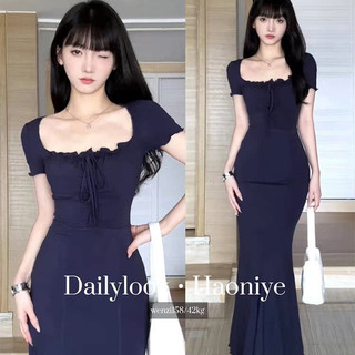 Pháp Retro Đầm Nữ Mùa Hè Nhỏ Ôm Phù Hợp Với Eo Kiểm Soát Giảm Béo Tinh Khiết Desire Mẹ Phong Cách Vỏ Đuôi Cá Đầm