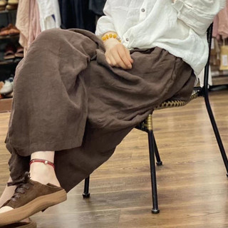 Mùa Xuân, Mùa Hè Và Mùa Thu Cotton Và Vải Lanh Crop Quần Cổ Điển Quần Retro Nghệ Thuật Quần Ống Rộng