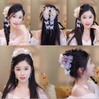 Bướm Lông Hoa Tua Rua Kẹp Mới Lưng Đầu Cá Mập Kẹp Hoa Lớn Kẹp Tóc