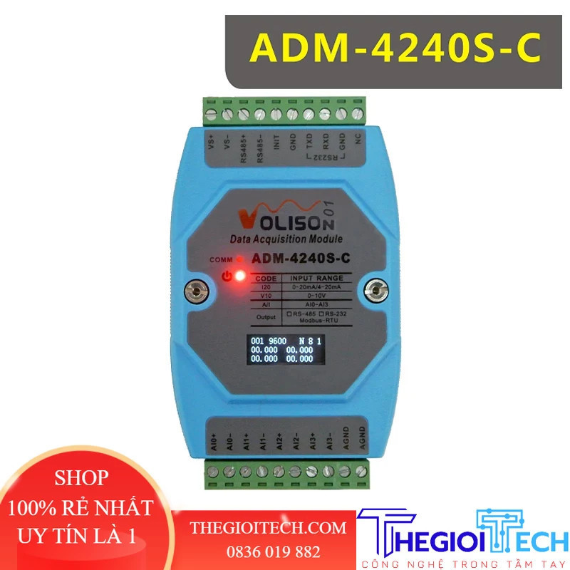 Mô-đun thu thập tín hiệu tương tự 4 kênh ADM-4240S-C 4-20mA 0-10V 0-20mA đến 485 Modbus - kit2
