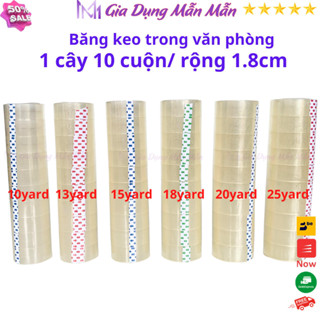sku74- Băng keo trong văn phòng loại nhỏ, rộng 1.8cm, 10,13...50yard, 1 yard = 0,9144 mét