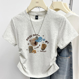 áo thun ôm body nữ  mùa hè local brand SALMO cổ tròn áo thun in hình cute fashion 100% cotton Y0214