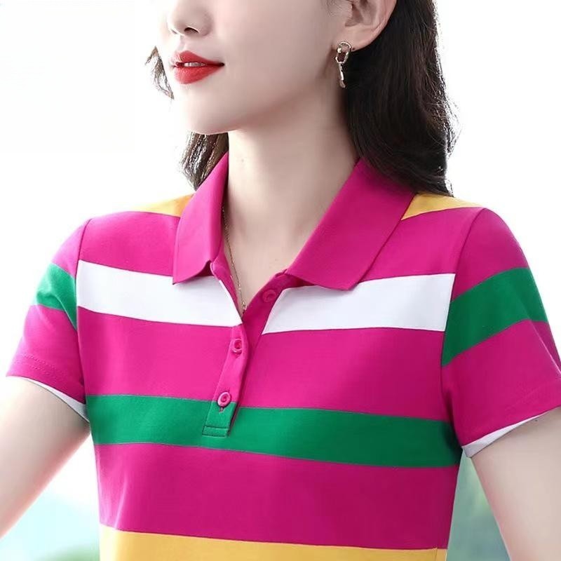 Áo Thun Polo Nữ,áo Polo Thom Browne Nữ,áo Mới Nhất 2024 Áo Polo Khoá Kéo Áo Sơ Mi Sọc