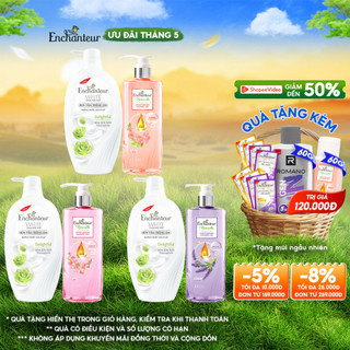 Combo Sữa tắm trắng da hương nước hoa Pháp Enchanteur White Delightful 650g +  Naturelle Lavender/ Iris/Rose 510gr/Chai