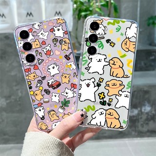 Ốp Lưng Cho Samsung S24 FE Ultra S10 S20 S22 S21 S23 FE Note 10 Plus 20 Ultra 5G Dòng Dễ Thương Chó Cặp Đôi Mềm Trong Suốt Hoạt Hình