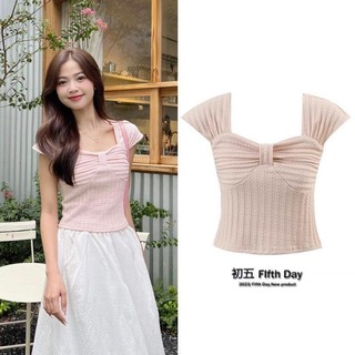 Áo croptop chất len xốp nơ ngực cổ vuông ôm body 168.fashion Aocrt6378/P2K1