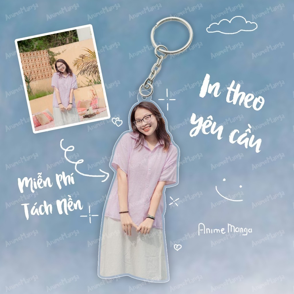 [ Siêu Rẻ ] Móc khoá cắt viền quà tặng ngày 6/4 Boy's Day in theo ảnh in theo yêu cầu chất liệu acrylic viền trong suốt