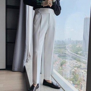 【Big Discounts】Solid color high waist trousers for men slim fit business casual suit pants#BBHOOD