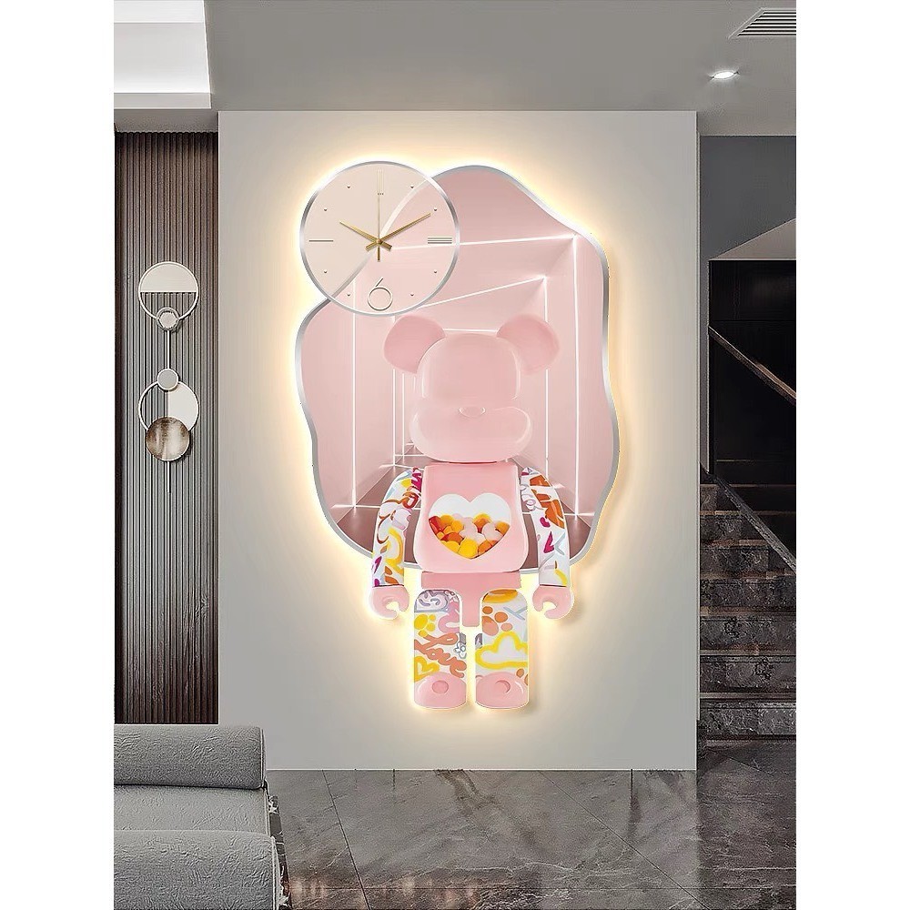 Tranh Tráng Gương Bearbrik  Đồng Hồ Treo phòng Khách, Decor phòng ngủ, Tráng Gương Hàng cao Cấp,Tran