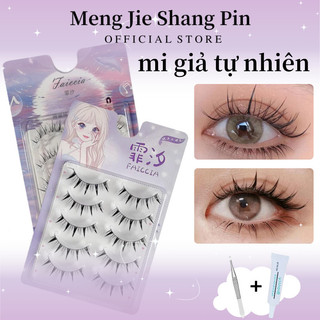 MengJieShangPin Set 5 Cặp Lông Mi Giả Trong Suốt Nhẹ Nhàng Tự Nhiên