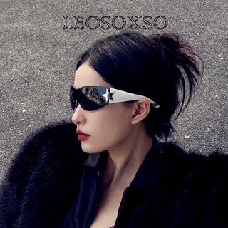 Leosoxs Y2k top ins kính râm mặt trăng mới hình chữ nhật xu hướng hip-hop punk kính chống nắng đường phố che nắng retro thích hợp cho cả nam và nữ