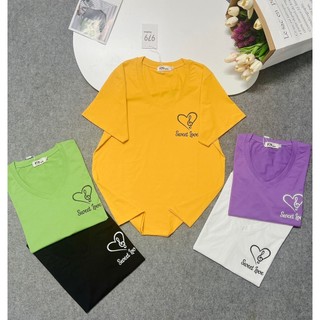 Áo Thun Nữ Cổ Tim, Chất Cotton Thái Co Giãn Thoáng Mát in [ Sweet Love]