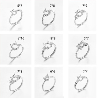 925 Mạ Bạc Thiết Lập Nhẫn Nữ Sáp Ong Nữ Mở Vòng DIY Khung Đá Quý Màu Ngọc Trần Hỗ Trợ Vòng Thiết Lập