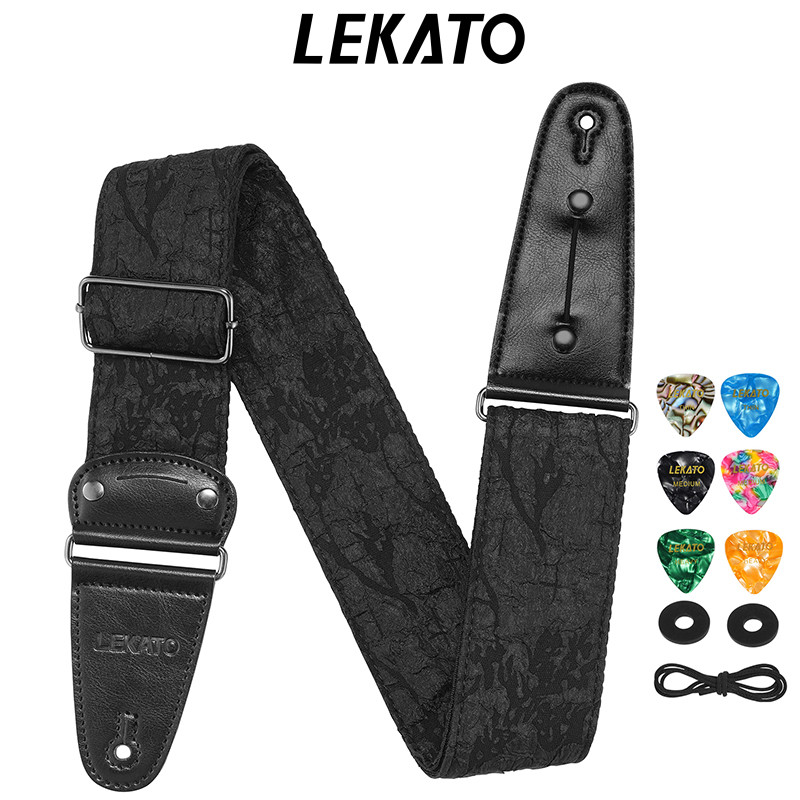 Dây Đeo Guitar LEKATO LGS-7 Cotton Cổ Điển Họa Tiết Dập Nổi Bản Rộng 6.4cm Dành cho Guitar Điện Bass