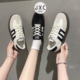  Phong Cách Hàn Quốc Mũi Tròn Màu Trơn Giữa Gót Giày Tập Luyện Đức PU Sinh Viên Hàng Ngày Nền Tảng Đế Mềm Chống Trơn Trượt Giày Thể Thao Thông Thường F 