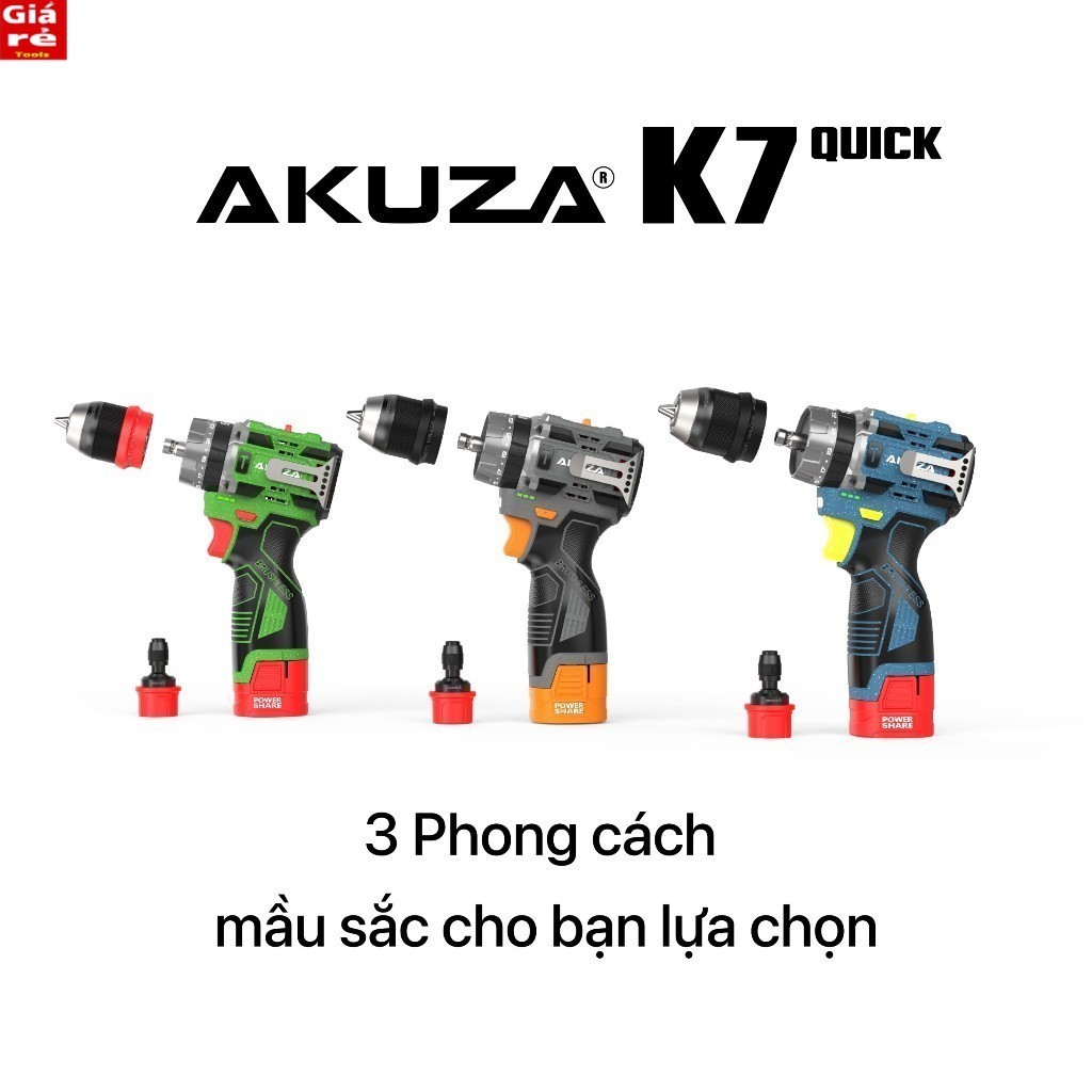 Máy Khoan 3 Chức Năng, AKUZA K7, Khoan pi.m Và Cấp Trượt 2 Trong 1,  Đầu 10 TOOLS máy giá rẻ