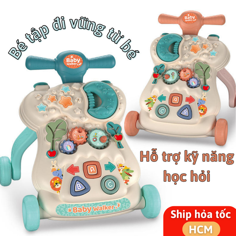 Xe Đẩy Tập Đi Cho Bé 6–18 Tháng Joful Home, Khung Chắc Chắn, Tay Cầm Rộng, 2 Màu Xanh/Cam