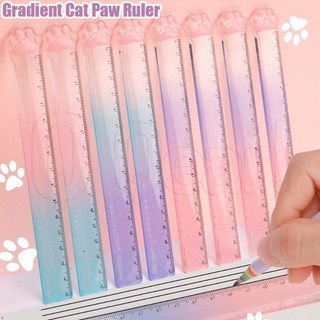 Thước Gradient Cat Paw - Thước đo vẽ học sinh - Thước đo thủ công - Văn phòng phẩm toán học - Đồ dùng văn phòng trường học - Thước nhựa 15cm