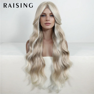 Raising Ren Tổng Hợp Mặt Trước Tóc Giả Dành Cho Nữ Dài Sóng Tóc Giả Với Nổ Ombre Cam Đỏ Nhiều Màu Sắc Tóc Giả Cosplay Chịu Nhiệt