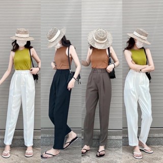 Quần Âu Nữ Dáng Suông, Quần Tây Lưng Cao Cạp Chun Co Dãn Thoải Mái dài 88cm