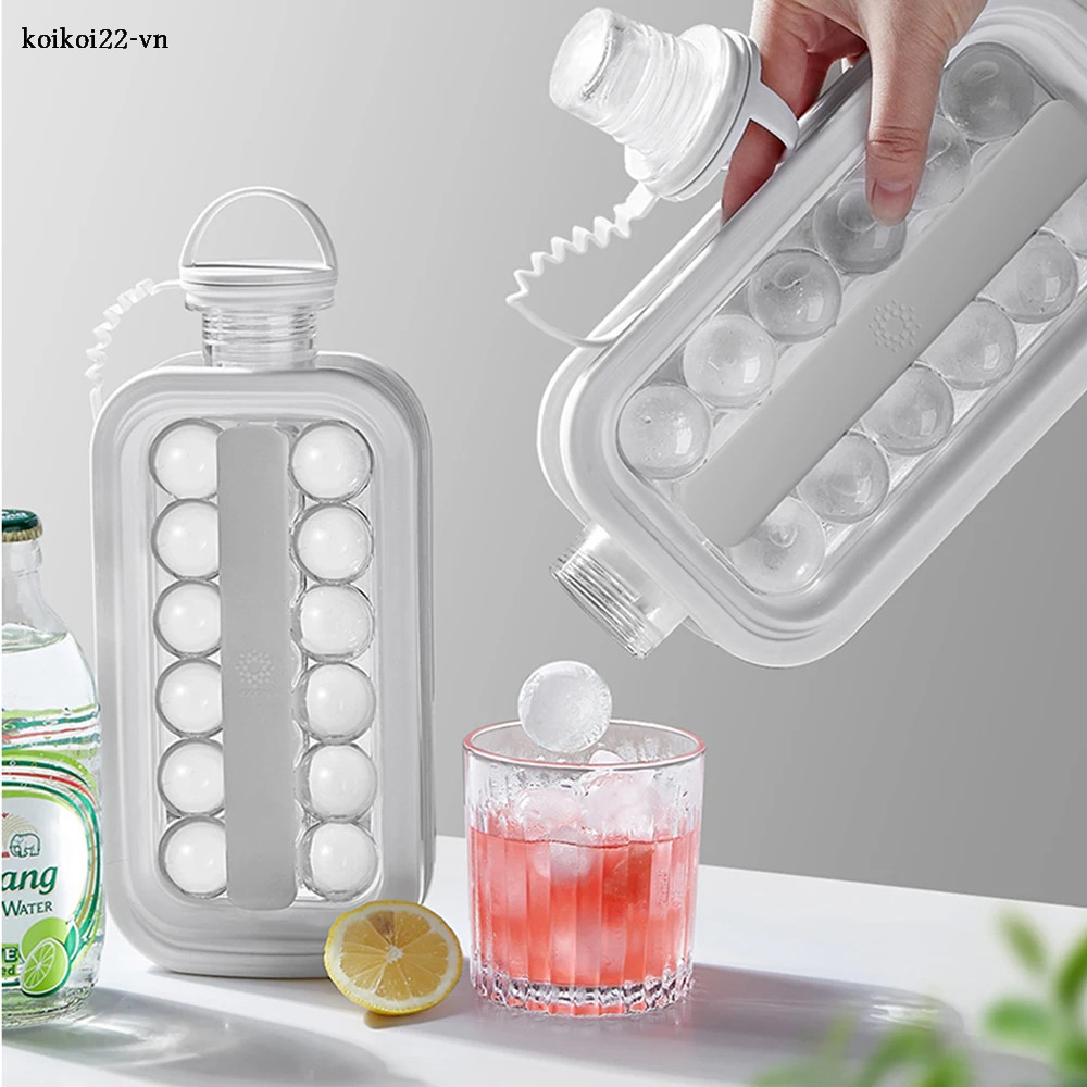 Máy làm đá silicone di động 2 trong 1 Ấm đun nước Khuôn đá viên sáng tạo Quầy bar nhà bếp Tiện ích Khúc côn cầu trên băng Lưới làm dụng cụ Ấm đun nước