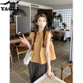 Áo sơ mi nữ mới phong cách Pháp tay bay xù dáng rộng