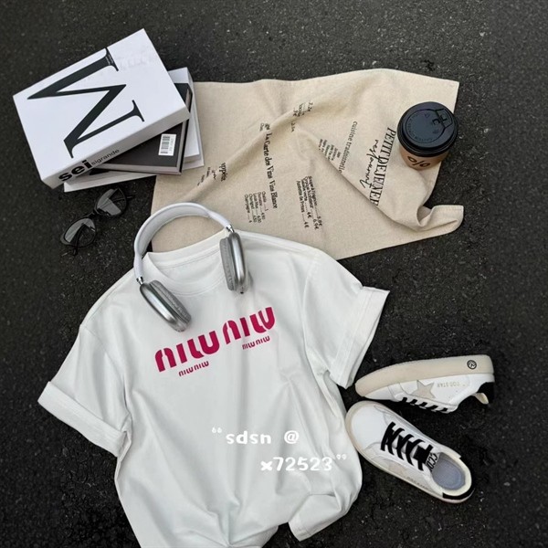 ÁO TRẮNG Phông miumiu - Áo phông thun unisex cho bé 5 tuổi - 15 tuổi
