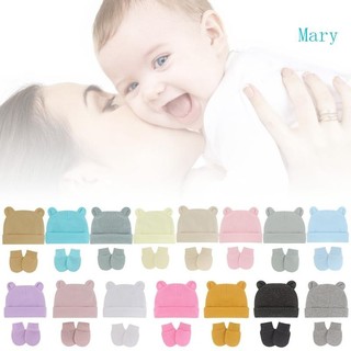 Mũ Bé Sơ Sinh Mary Có Găng Tay Cotton Mũ Bò Cho Bé Gái Bé Trai Trẻ Sơ Sinh