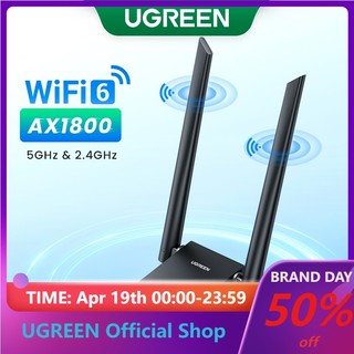 Ăng Ten Wifi UGREEN AX1800 6 USB3.0 5G & 2.4G Hai Băng Tần Kép Cho Máy Tính / Laptop Thẻ