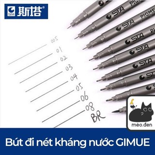 Bút line kháng nước bút đi nét pigment liner sta gimue - họa cụ hakuart