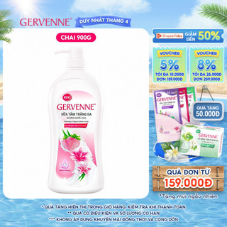 Sữa tắm trắng da hương nước hoa Gervenne Dâu Tây Bạch Tuyết và Lily Hồng (900g/chai)