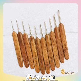 Kim móc cán gỗ cán dẹt dễ cầm siêu nhẹ - đầu móc trơn - chống mỏi tay