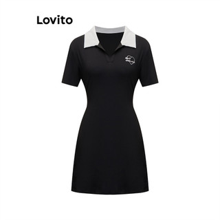 Lovito Váy xếp nếp thêu trơn thông thường cho nữ LBA79174