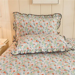 Vỏ gối in hình bông nguyên chất Vỏ gối ren dày Vỏ gối đôi 48 * 74 Gói đôi