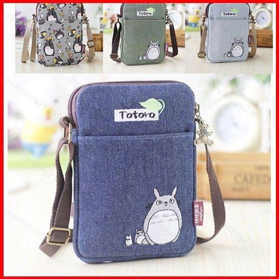 Túi đeo chéo vải totoro dễ thương Túi đeo vai Điện thoại Mini Phong cách Hàn Quốc