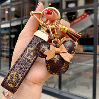Internet Celebrity Car Key Ring Pendant Women's High-Grade Genuine Leather Creative Fresh Mickey Key Chain Ladies Bag Bag Charm Gz5x