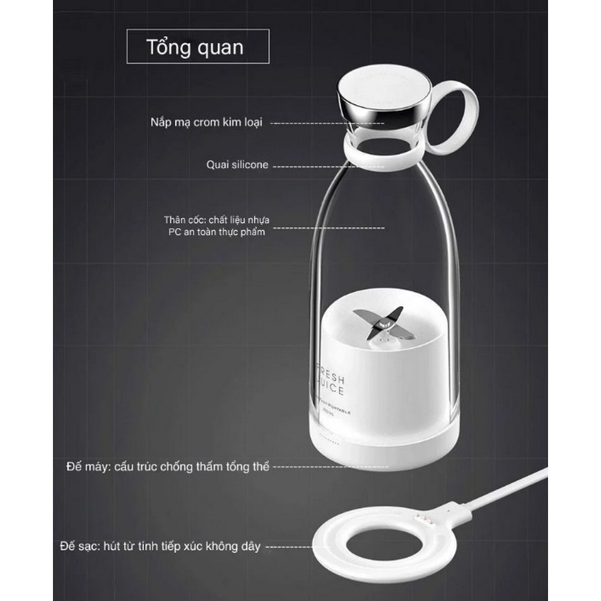 Euro home -Máy Xay Sinh Tố Cầm Tay Fresh Juice 350ml Portable Blender