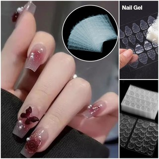24 Cái / 12 Cái Thạch Keo Đơn Giản Trong Suốt Miếng Dán Móng Tay Keo Bền Tấm Móng Tay Bé Gái Phụ Kiện Thời Trang