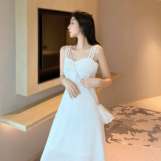 Váy cottagecore Váy 2 dây trễ vai bigsize nữ Đầm hai đi biển 2024 Phong Cách Mới Nữ Nhỏ Đen Đầm Pháp Hepburn Phong Cách Sling Đầm Đáy Nhỏ Đầm Dài Mùa Hè