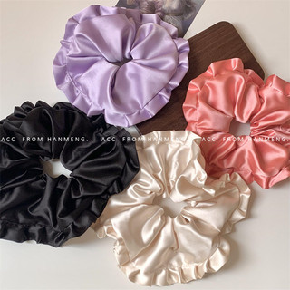 Pháp Blogger Cùng Phong Cách Retro Satin Xếp Ly Scrunchy Buộc Tóc Ren Viền Nguyên Chất Desire Dây Buộc Tóc