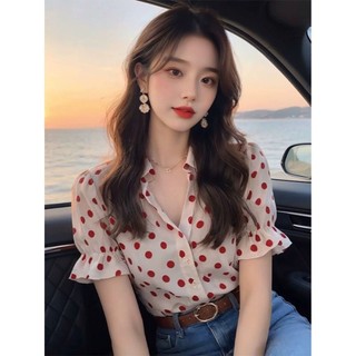 Năm nay Phổ Biến Đẹp Siêu Đẹp Sang Trọng Đẹp Top Pháp Trắng Mùa Hè Chấm Bi Áo Sơ Mi Nữ Mùa Hè