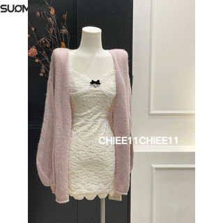 Suomengset Cardigans Hồng + Gợi Cảm Bé Gái Phong Cách Hàn Quốc Thời Trang Thu Đông Mới 2023